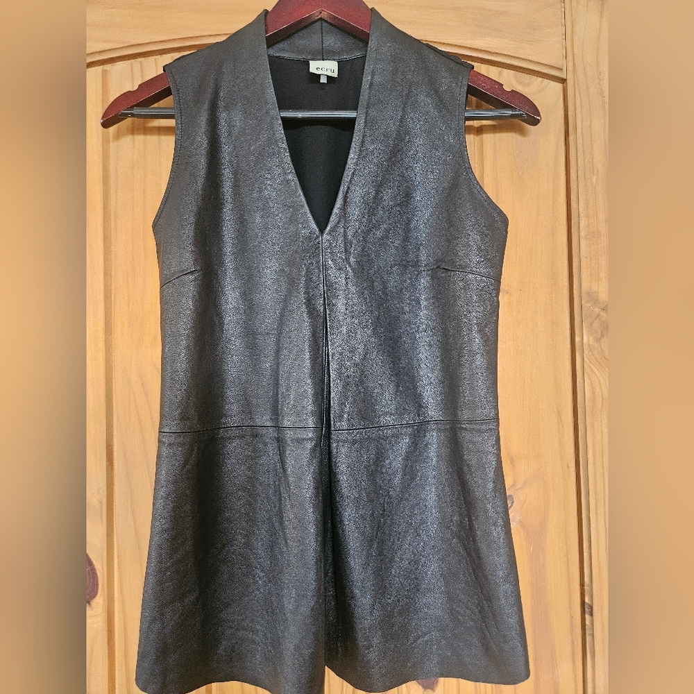 Small Ecru Lamb Leather Sleeveless Tunic